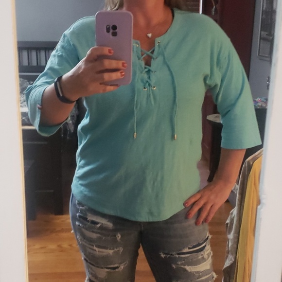 Tommy Hilfiger sea blue. Sz L, 3/4 length sleeve - Picture 7 of 7